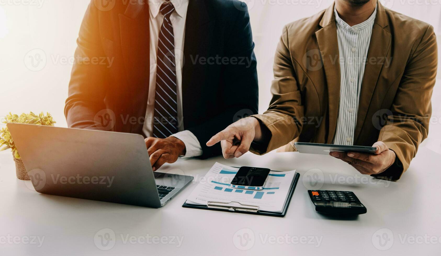 Team of business people working together in the meeting room office, teamwork background charts and graphs banner, double exposure successful teamwork,business planning concept. photo