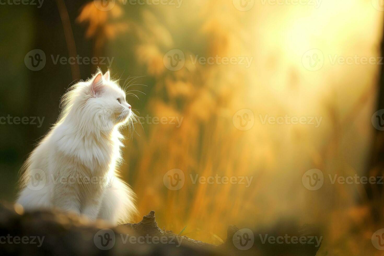 Close-up of cute cat gazing at something with beautiful bokeh background, Generative AI photo