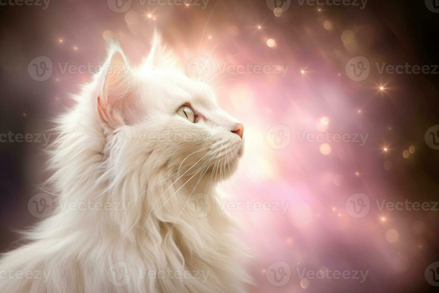 Close-up of cute cat gazing at something with beautiful bokeh background, Generative AI photo