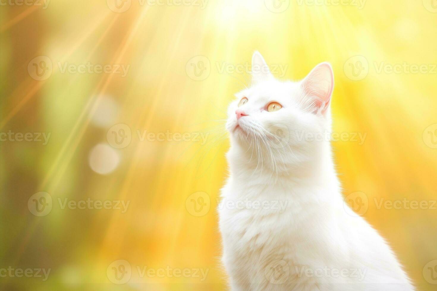 Close-up of cute cat gazing at something with beautiful bokeh background, Generative AI photo