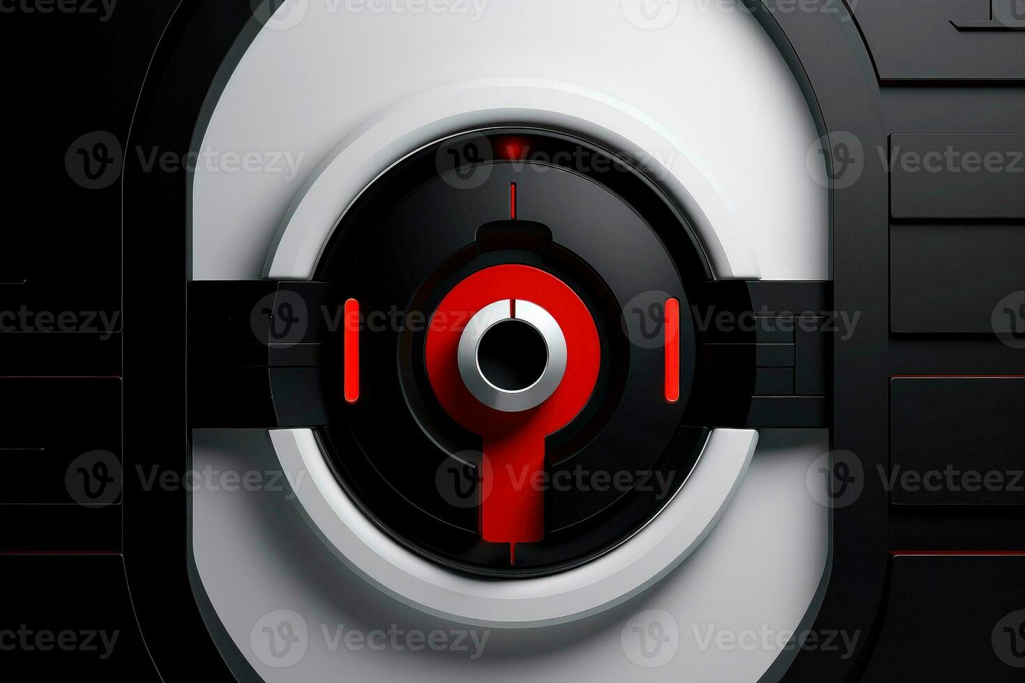 Abstract technology digital keyhole ,high tech multicolor button, Generative AI photo