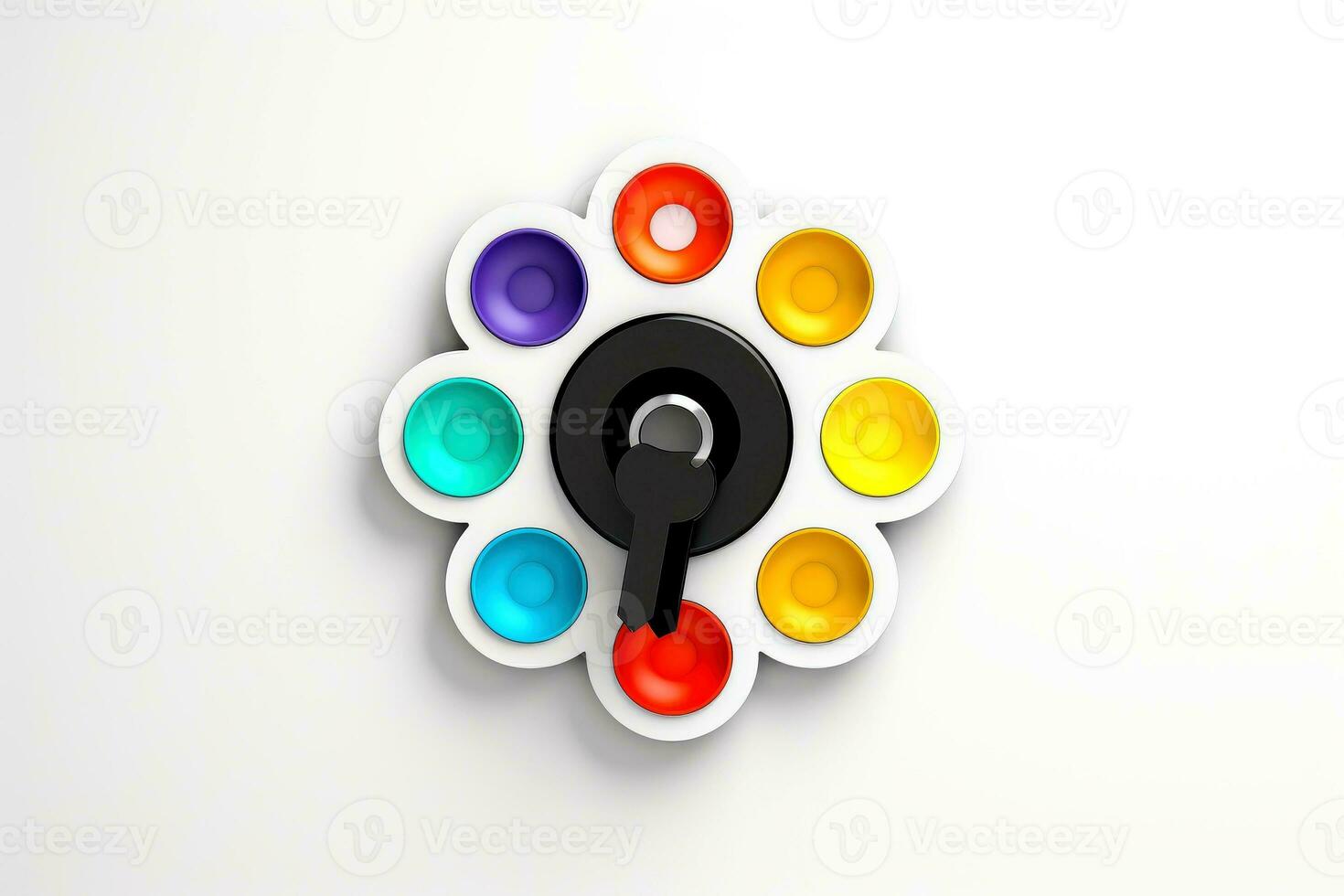 Abstract technology digital keyhole ,high tech multicolor button, Generative AI photo