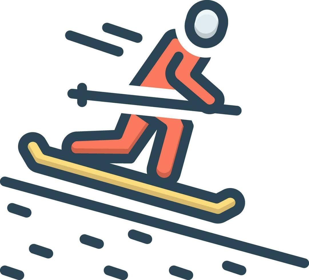 color icon for skiing vector