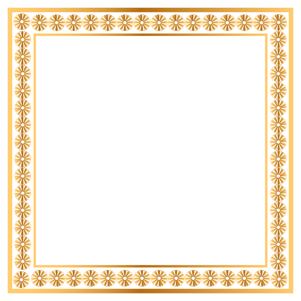 Rectangle golden frame border with Islamic pattern png