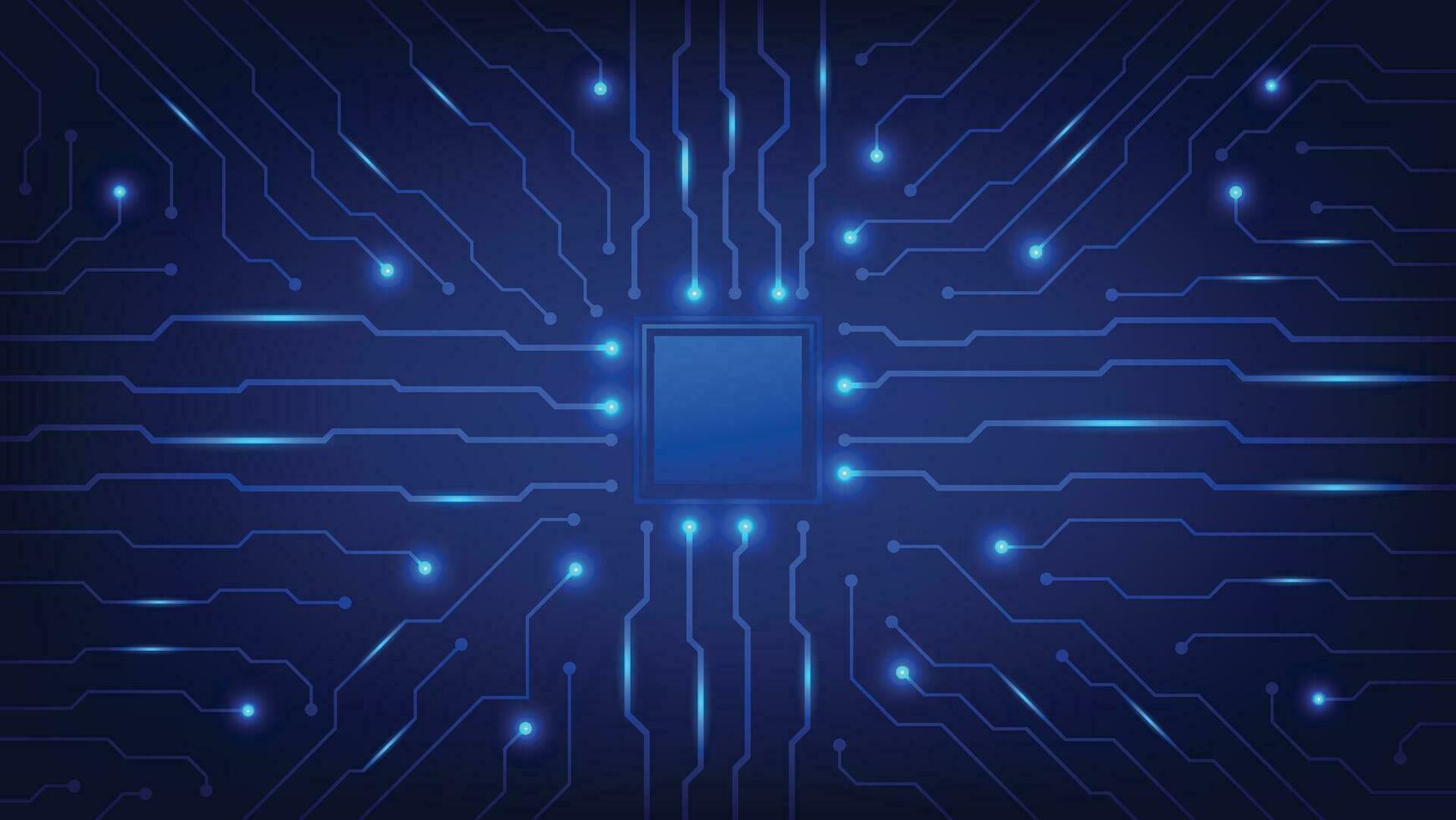 Hi tech digital circuit board. AI pad and electrical lines connected on blue lighting background. futuristic technology design element concept vector