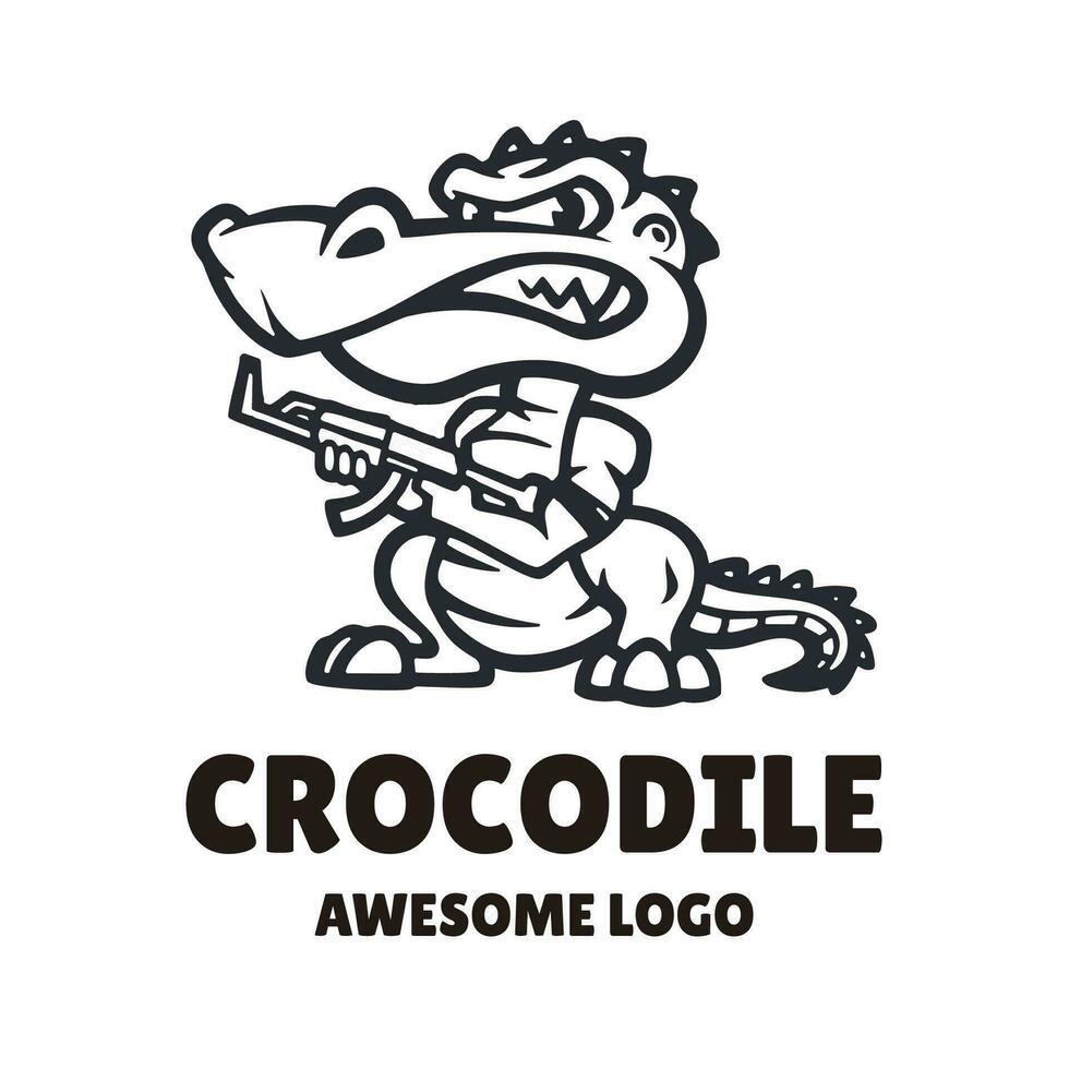 cocodrilo cazador logo vector