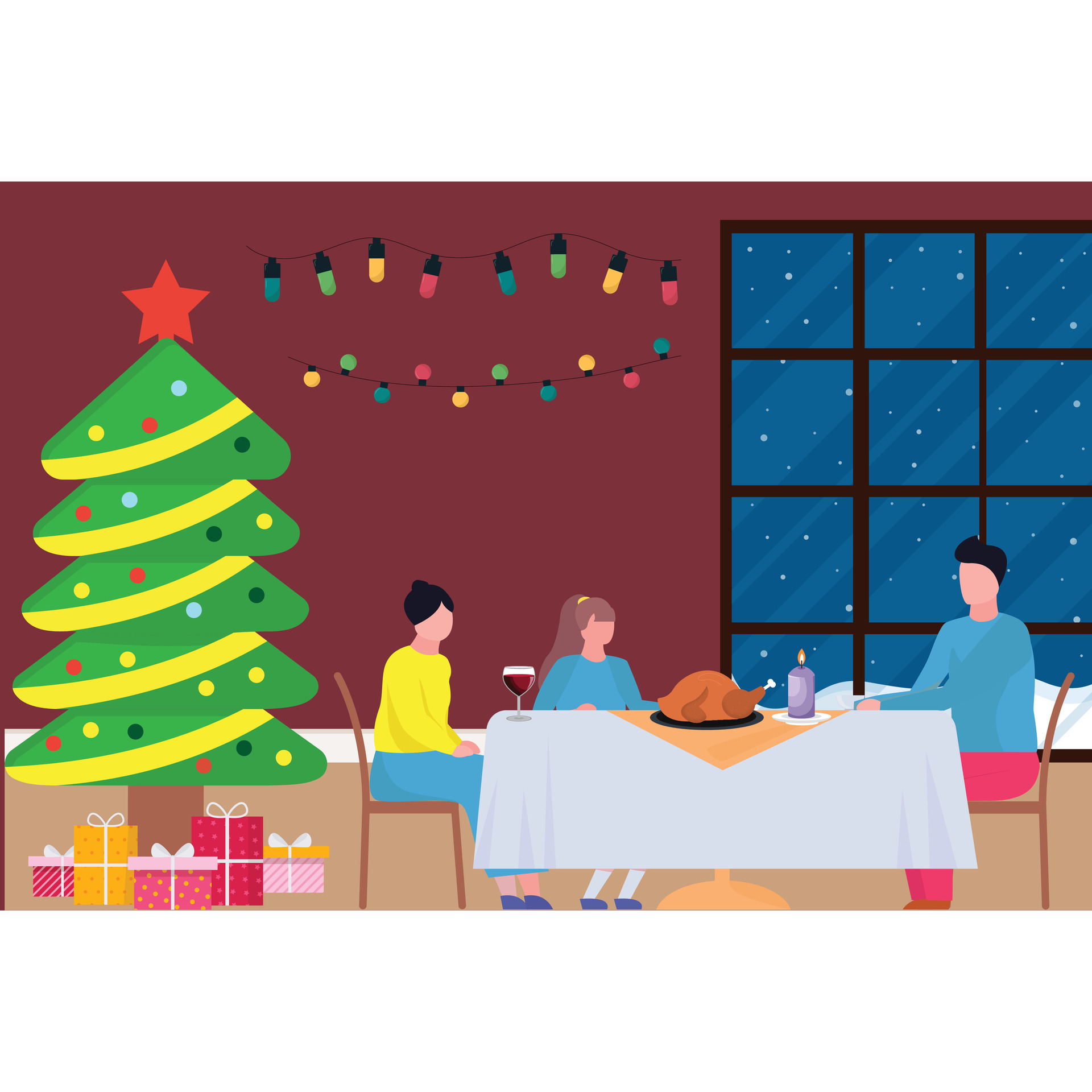 family dinner Christmas day 34467400 Vector Art at Vecteezy