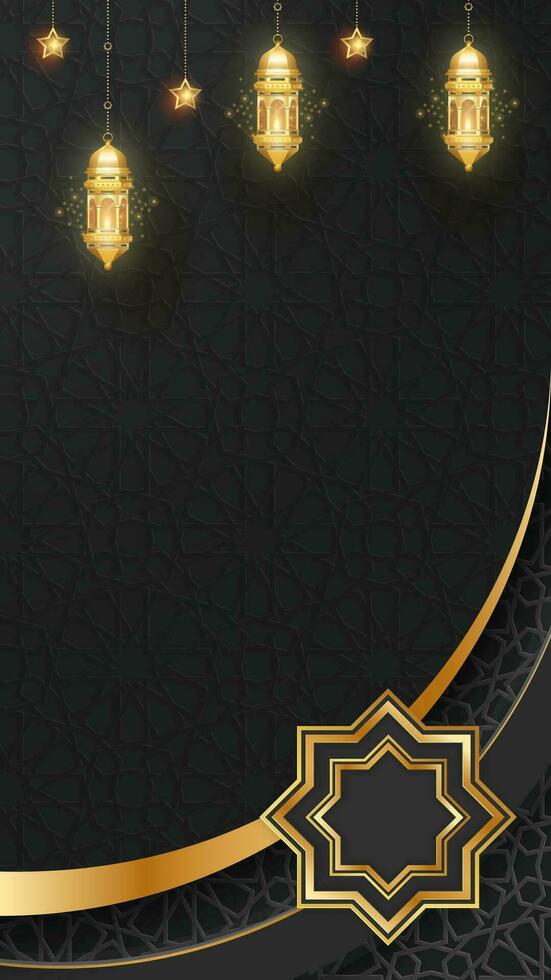 Islamic luxury black gold background vector