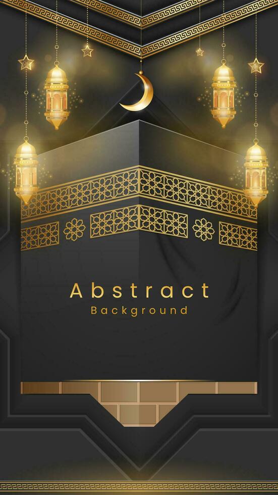 Islamic luxury black gold background vector