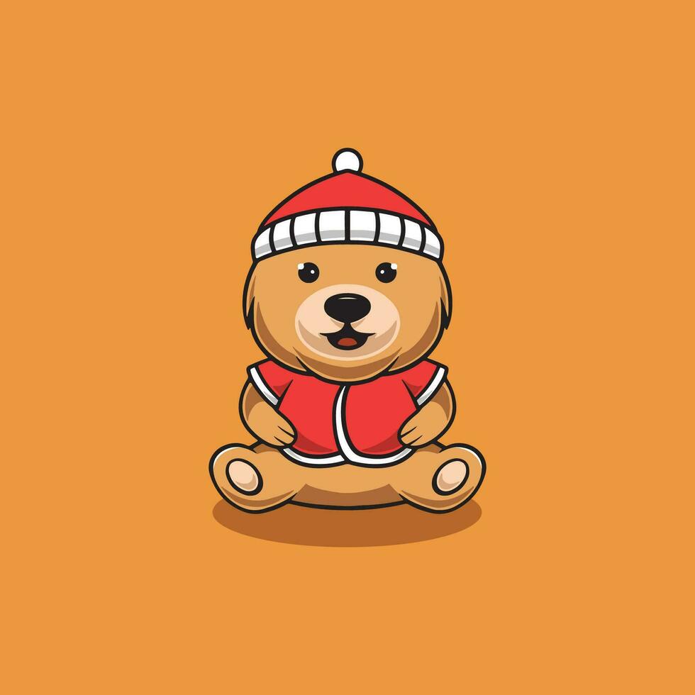 linda oso con Navidad disfraz dibujos animados ilustración vector