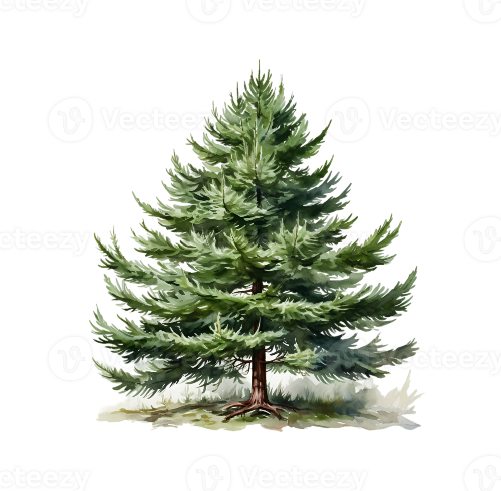 Christmas tree watercolor clipart illustration with isolated background. AI Generative png