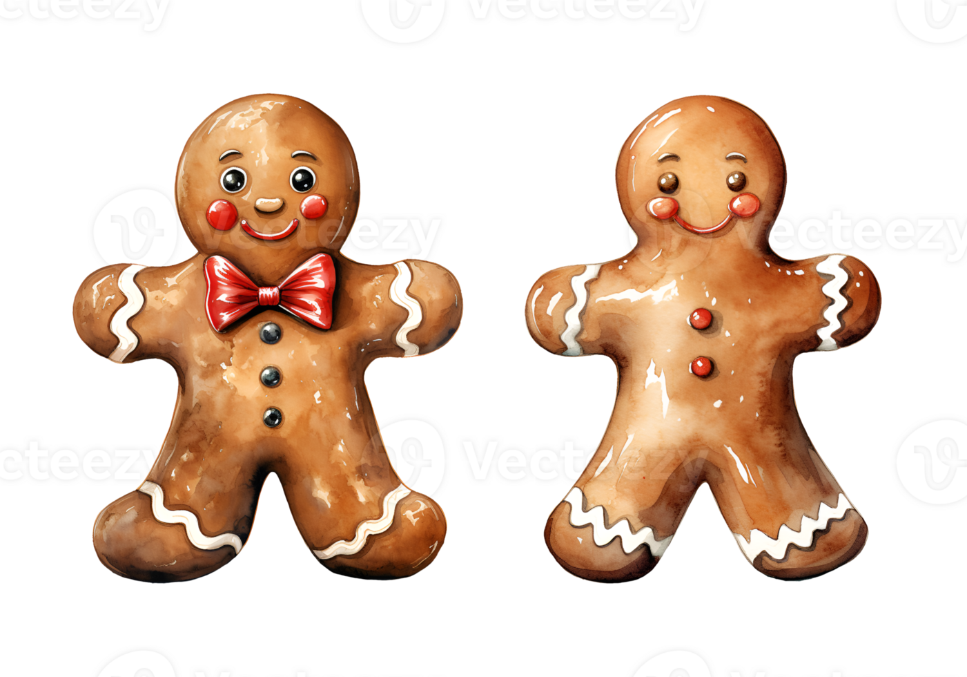 Gingerbread watercolor clipart illustration with isolated background. AI Generative png