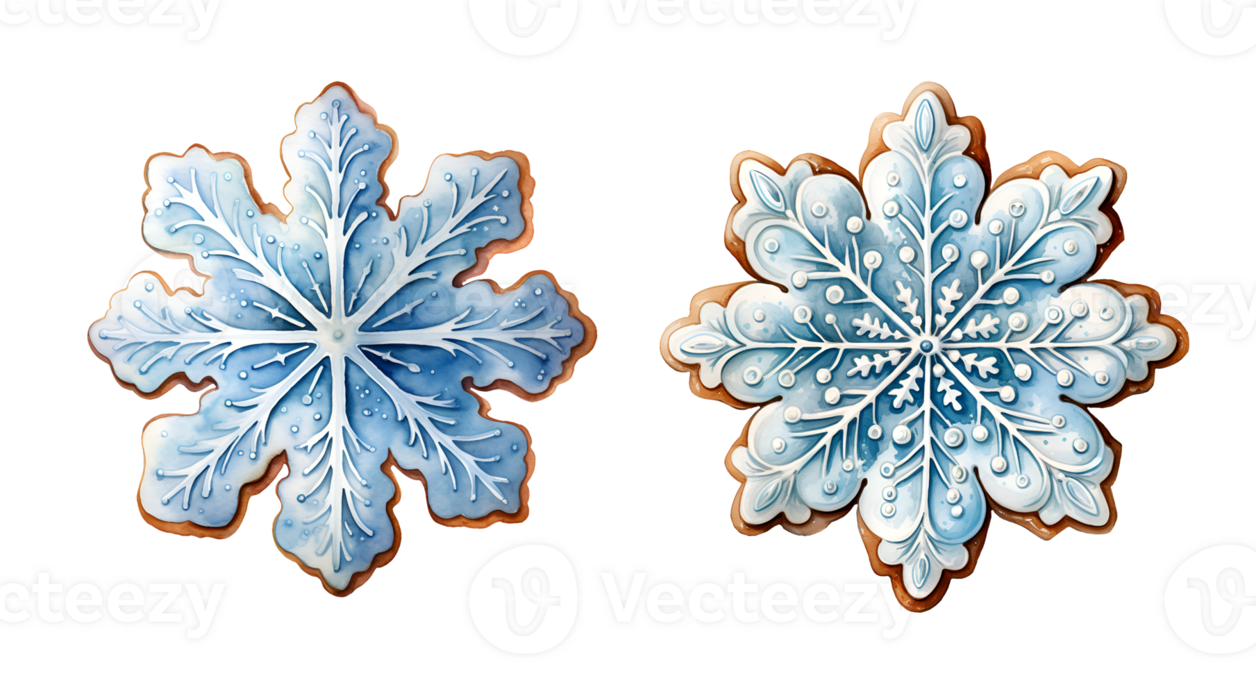 Gingerbread watercolor clipart illustration with isolated background. AI Generative png