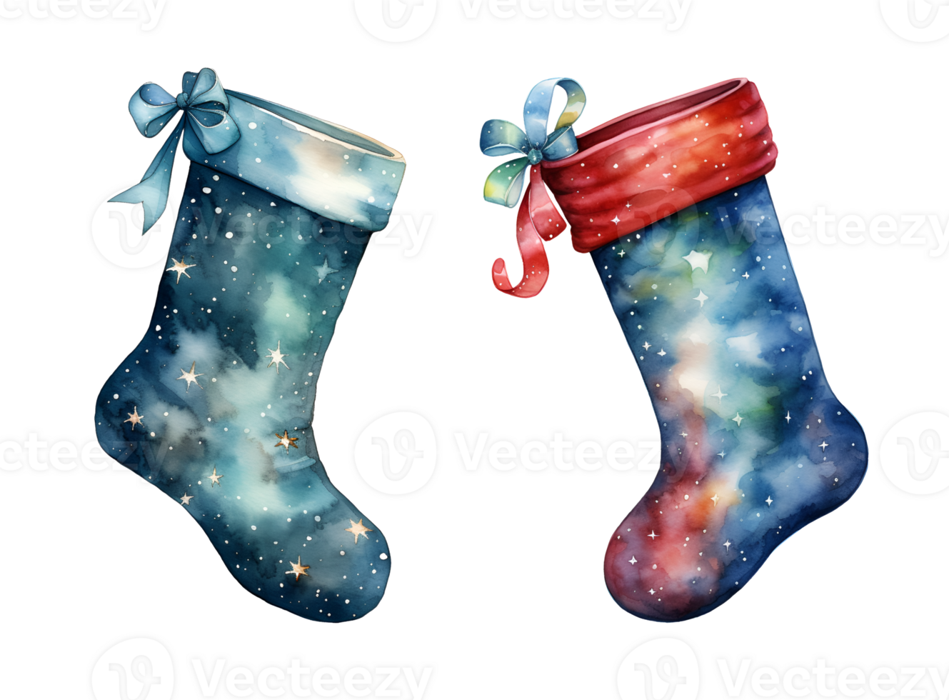 Christmas sock watercolor clipart illustration with isolated background. AI Generative png