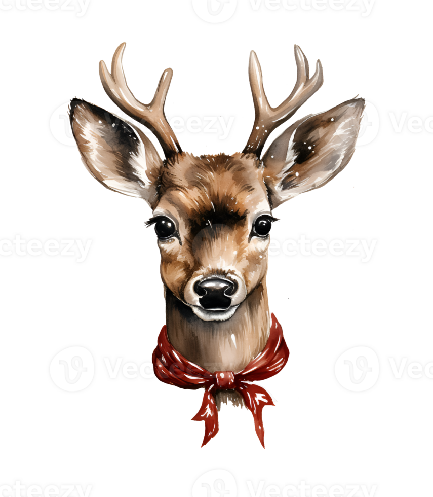 Deer watercolor clipart illustration with isolated background. AI Generative png