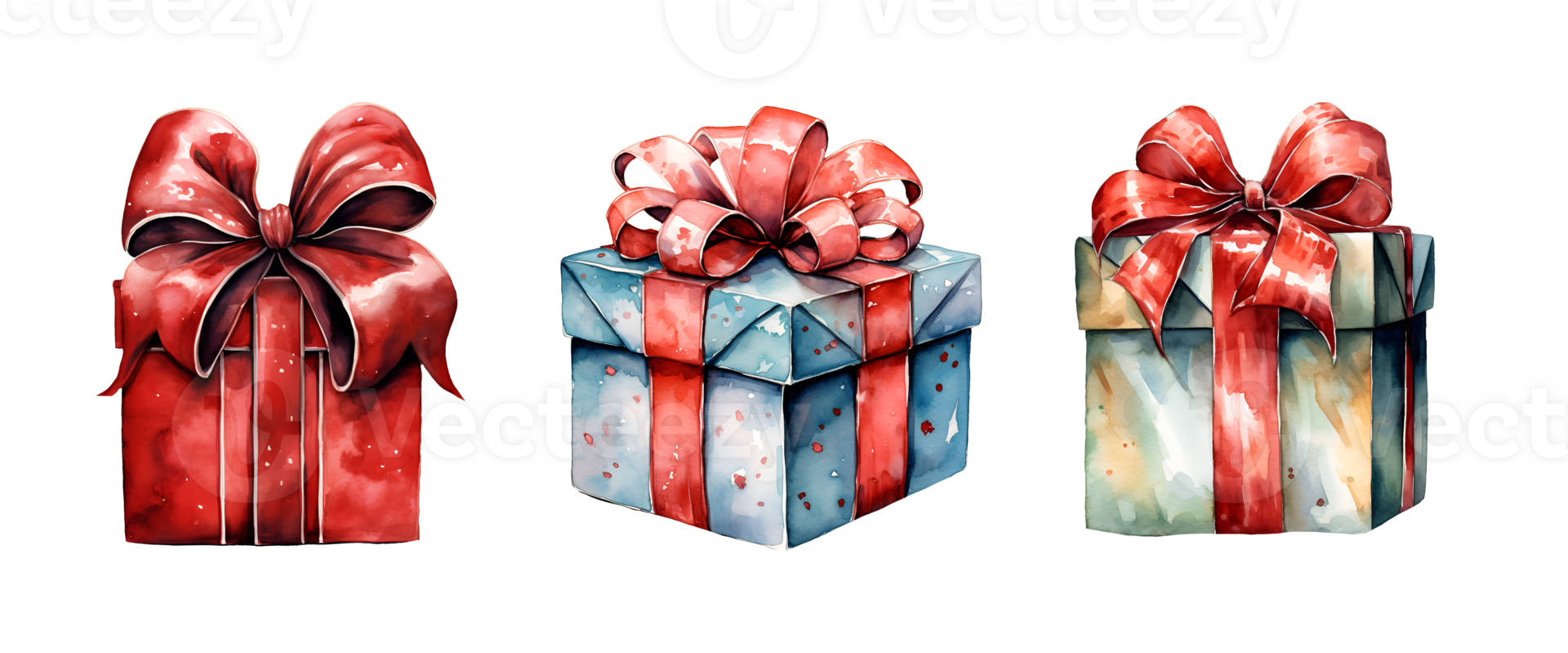 Christmas gift watercolor clipart illustration with isolated background. AI Generative png