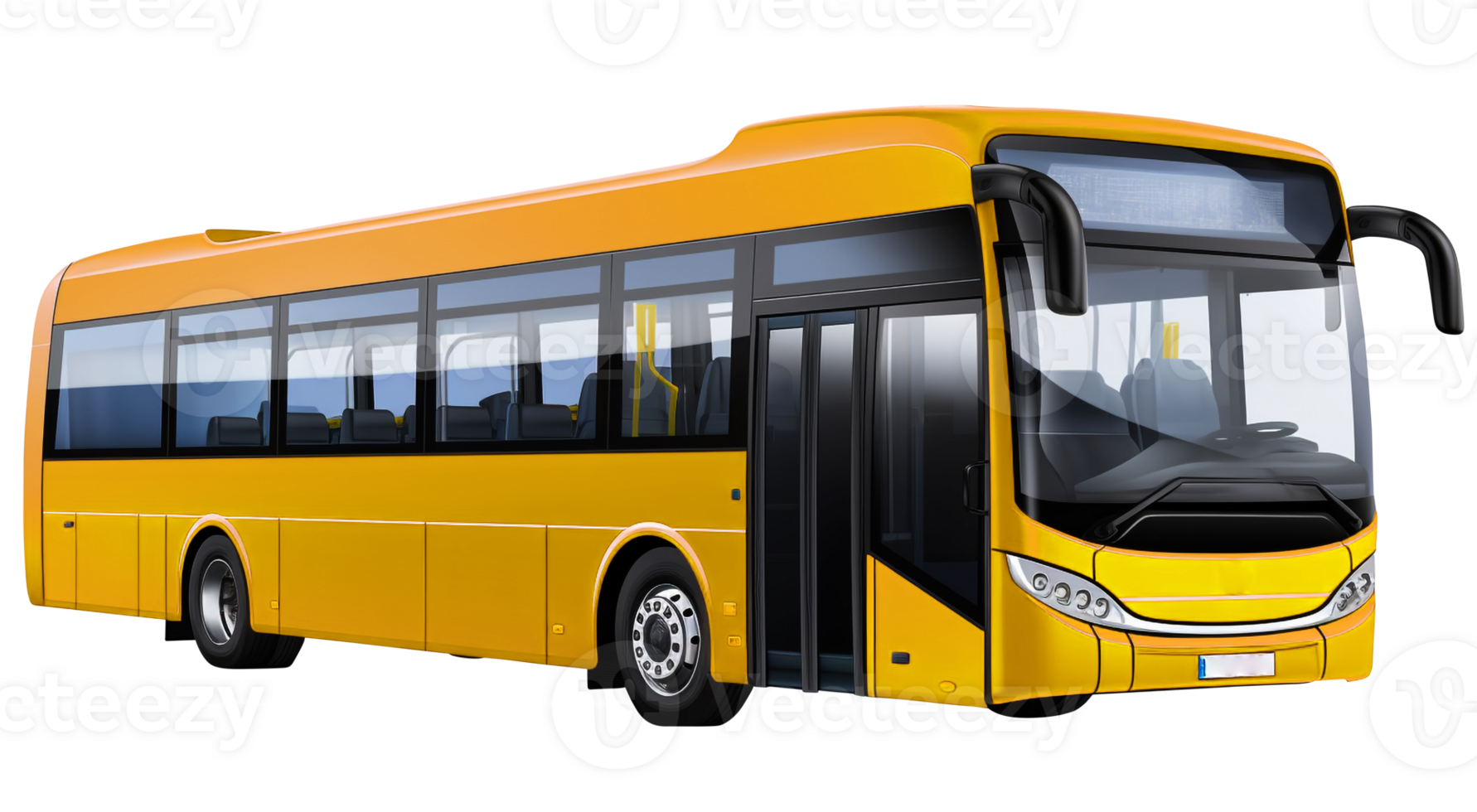 Bus png city bus png shuttle bus png travel company bus png tourist bus png passenger bus png yellow bus transparent background Ai Generated