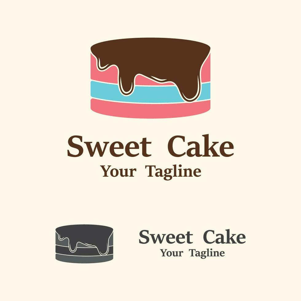 Sweet Cake Logo. Birthday Cake Icon With sweet cherries vector