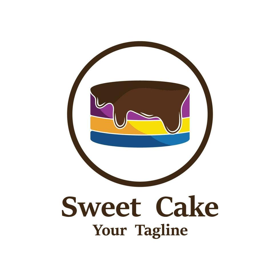 Sweet Cake Logo. Birthday Cake Icon With sweet cherries vector