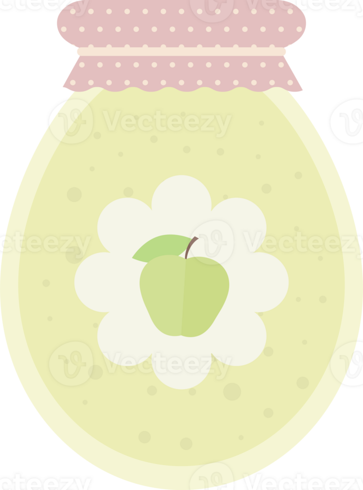 Jar of jam or juice with apple label, icon flat png