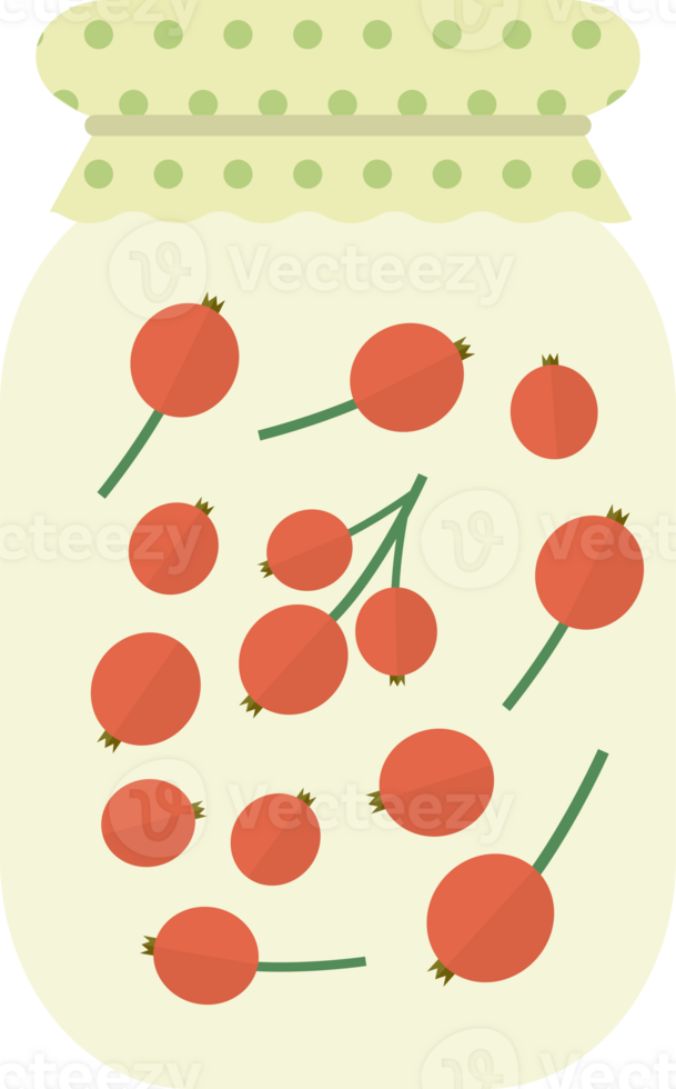 Glass jar with red currants in flat design png