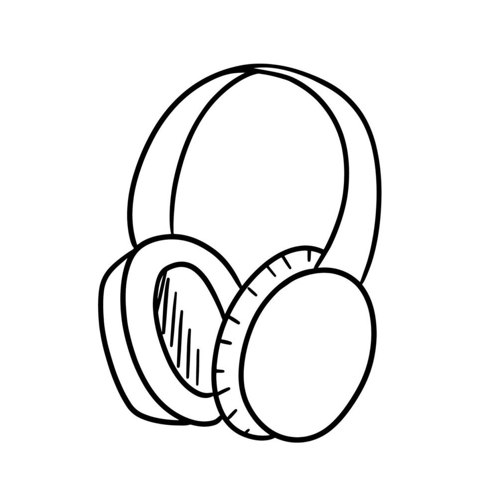 auriculares garabatear. monocromo bosquejo contorno vector. dispositivo, audio accesorio icono aislado en blanco vector