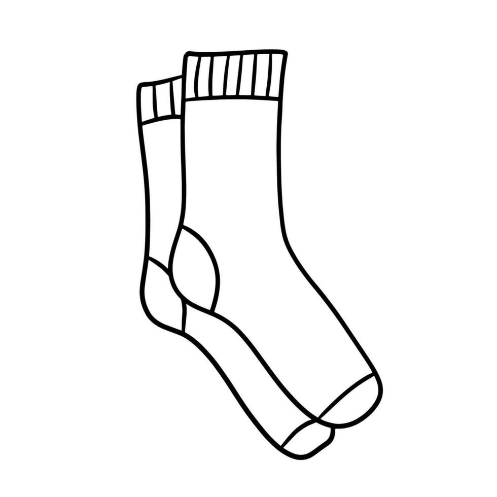 Vector socks isolated on white. Hand drawn cute doodle socks. Outline illustration