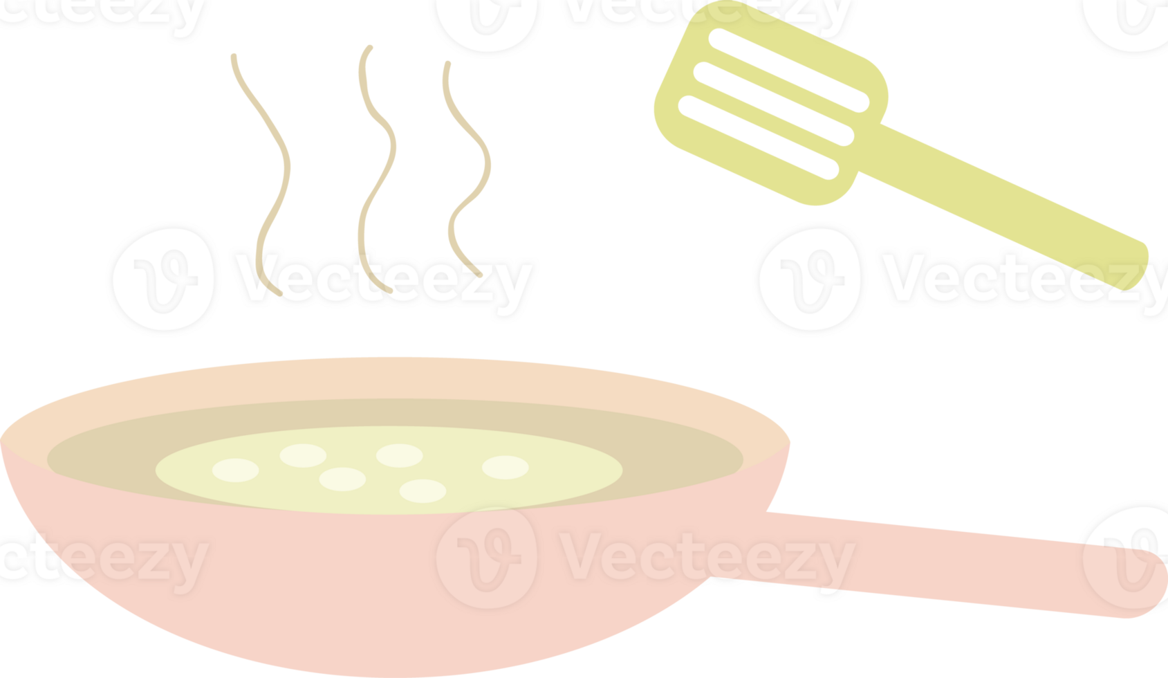 Frying pan and spatula for cooking, making pancakes flat icon png