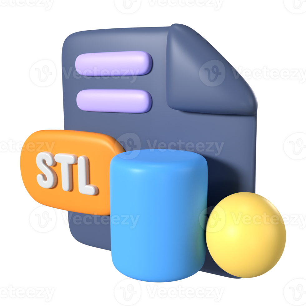 STL File Extension 3D Illustration Icon png