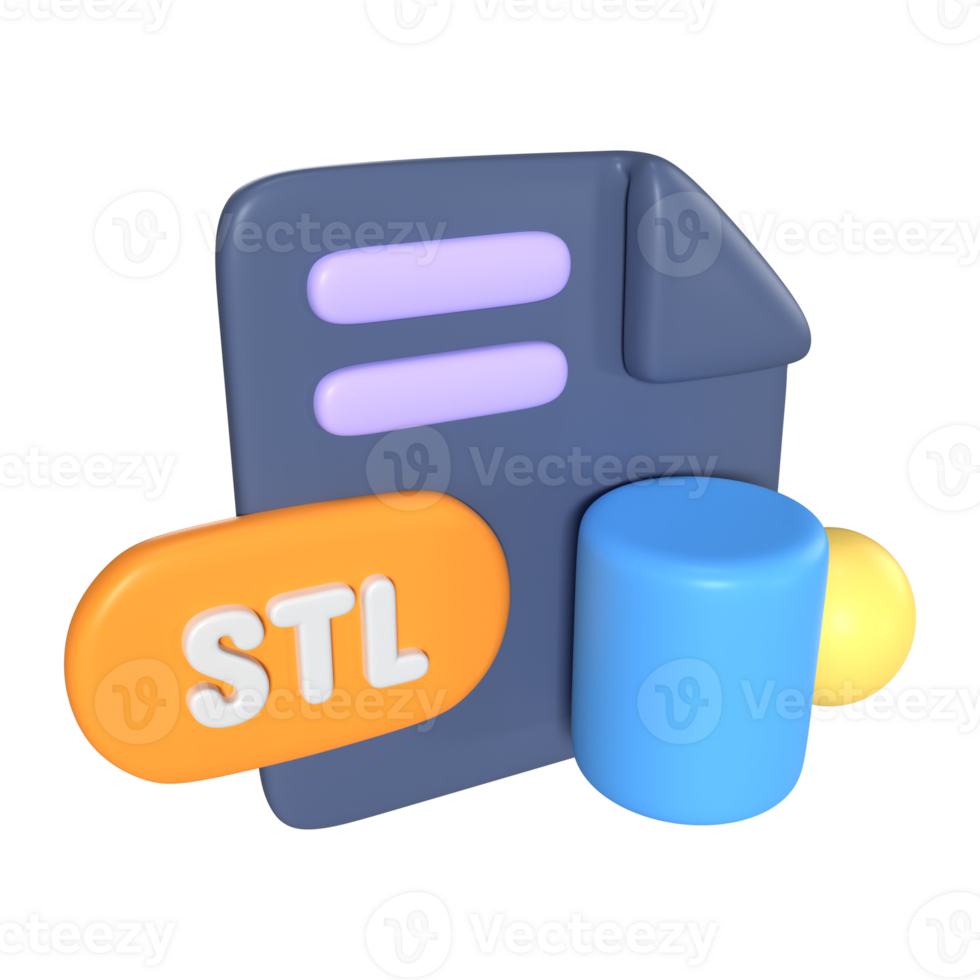 STL File Extension 3D Illustration Icon png