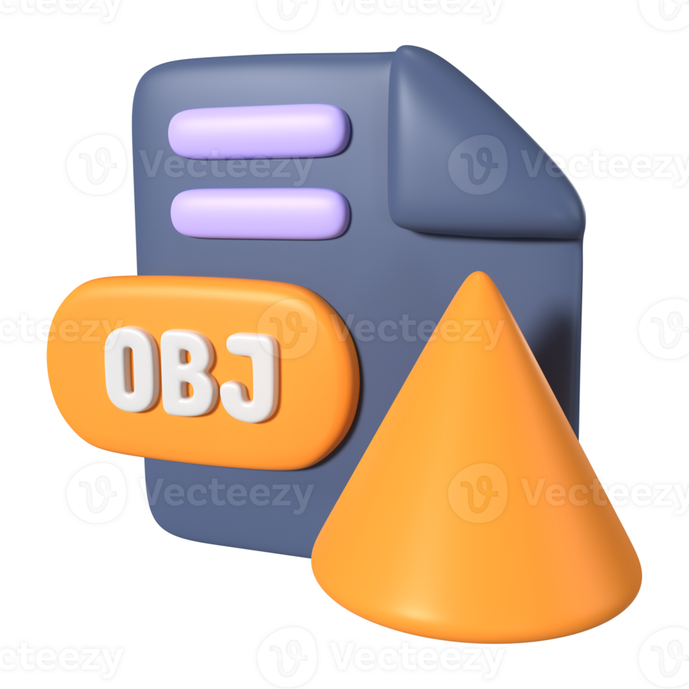 OBJ File Extension 3D Illustration Icon png