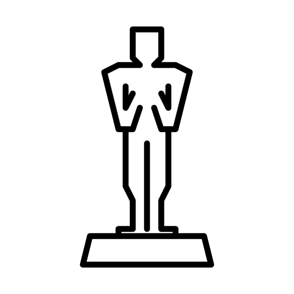 oscar statue icon, film award sign symbol in line vector