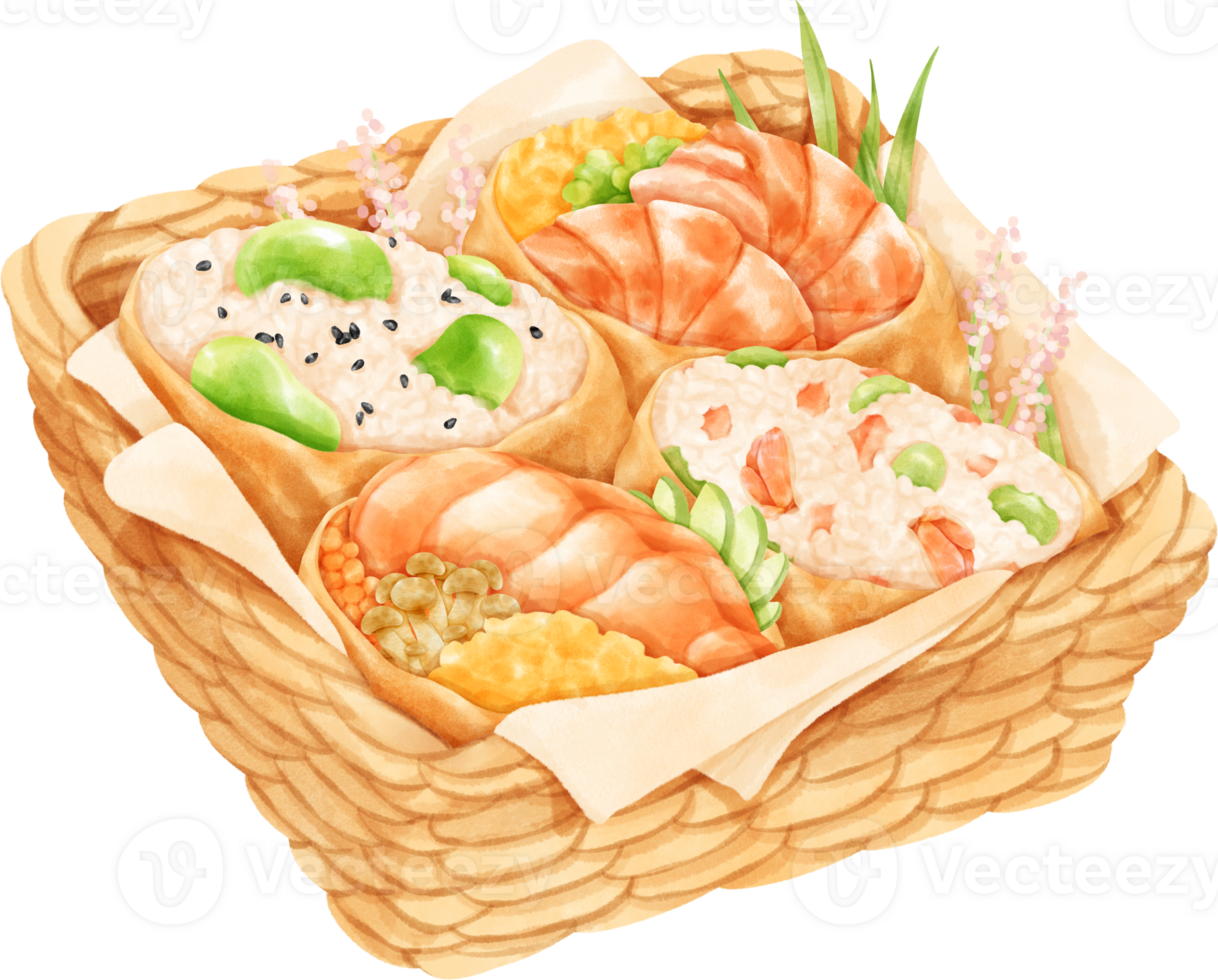 Inari sushi watercolor png