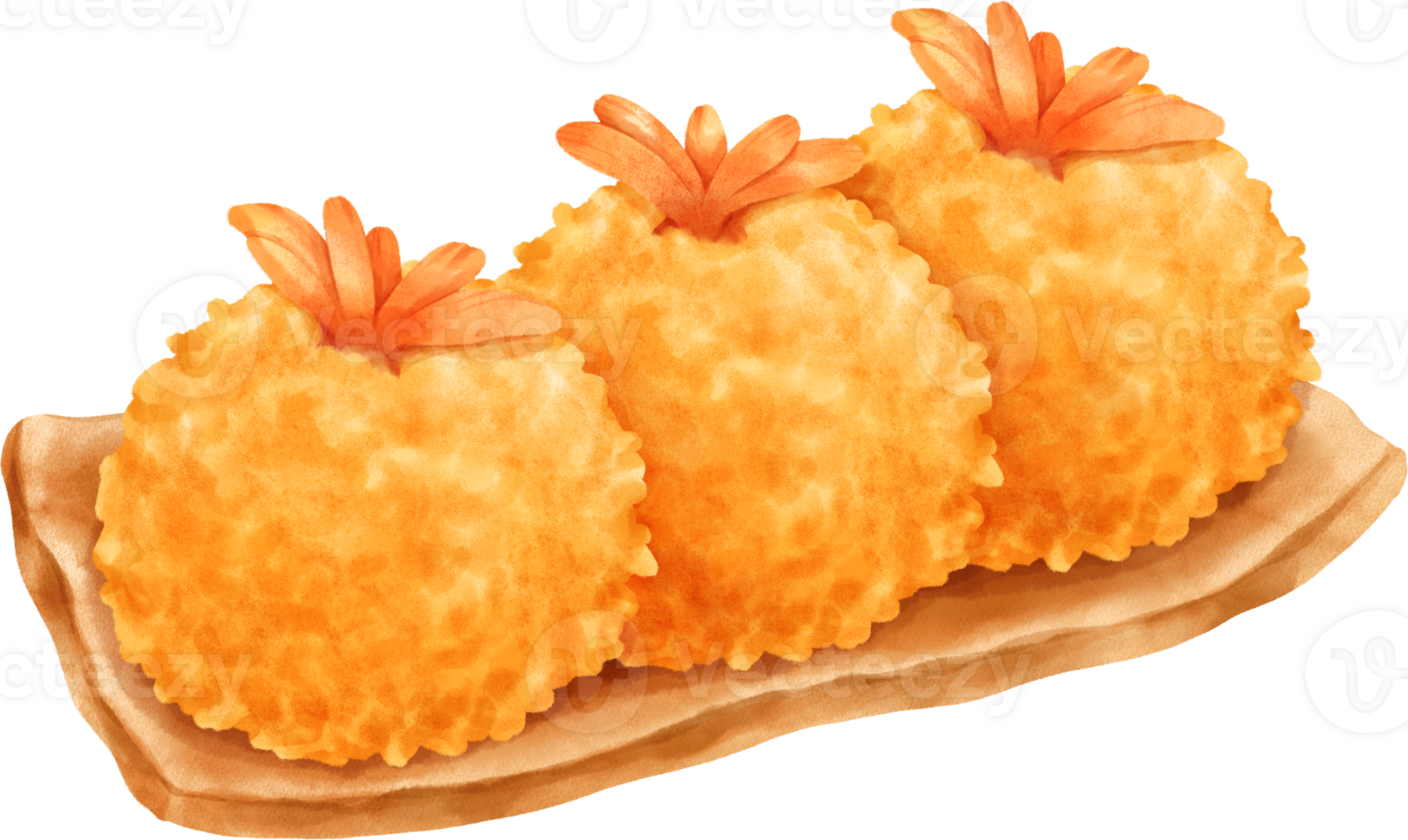 Watercolor japanese fried shrimp png