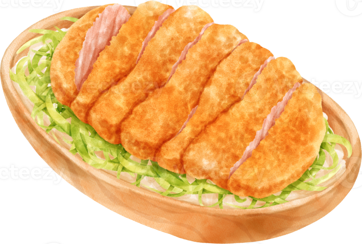 Watercolor Tonkatsu Japanese Fried Pork png