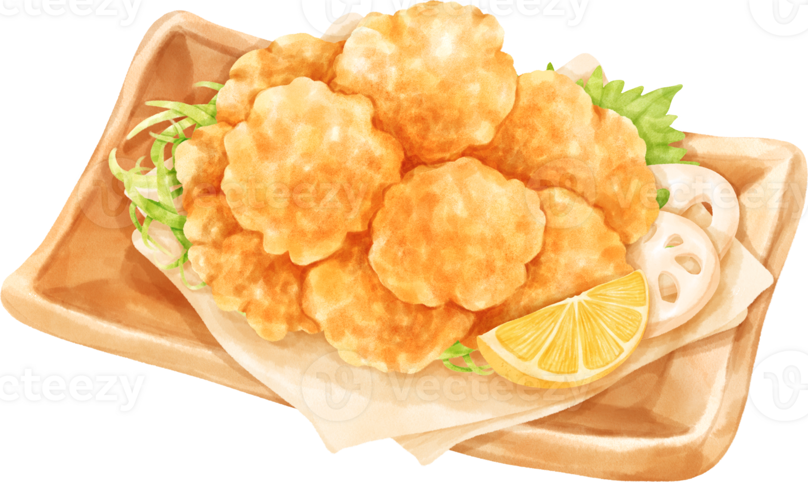 Watercolor Karaage Japanese Fried Chicken 34468425 PNG