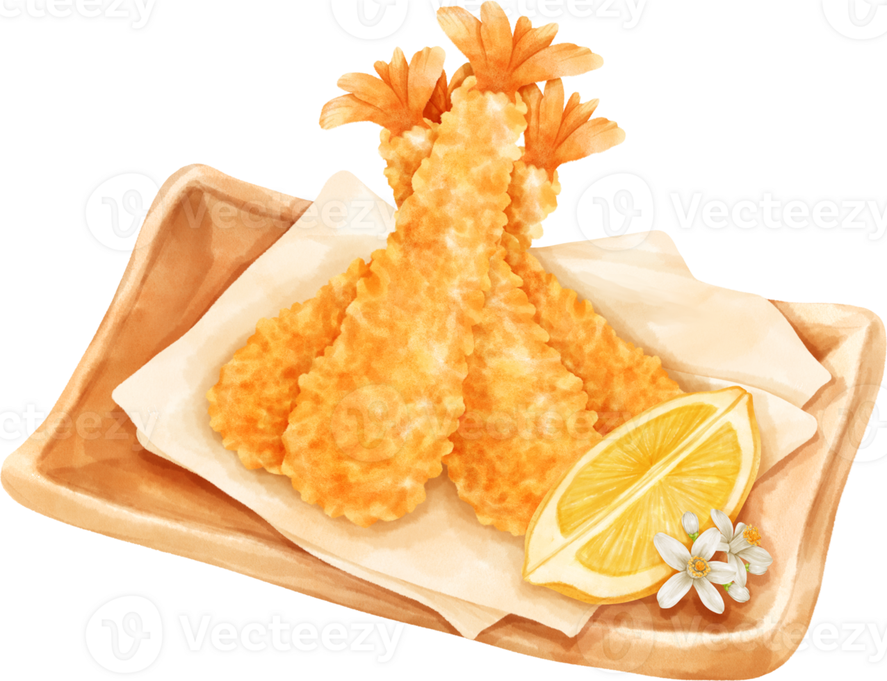 Watercolor Tempura Japanese food 34468433 PNG