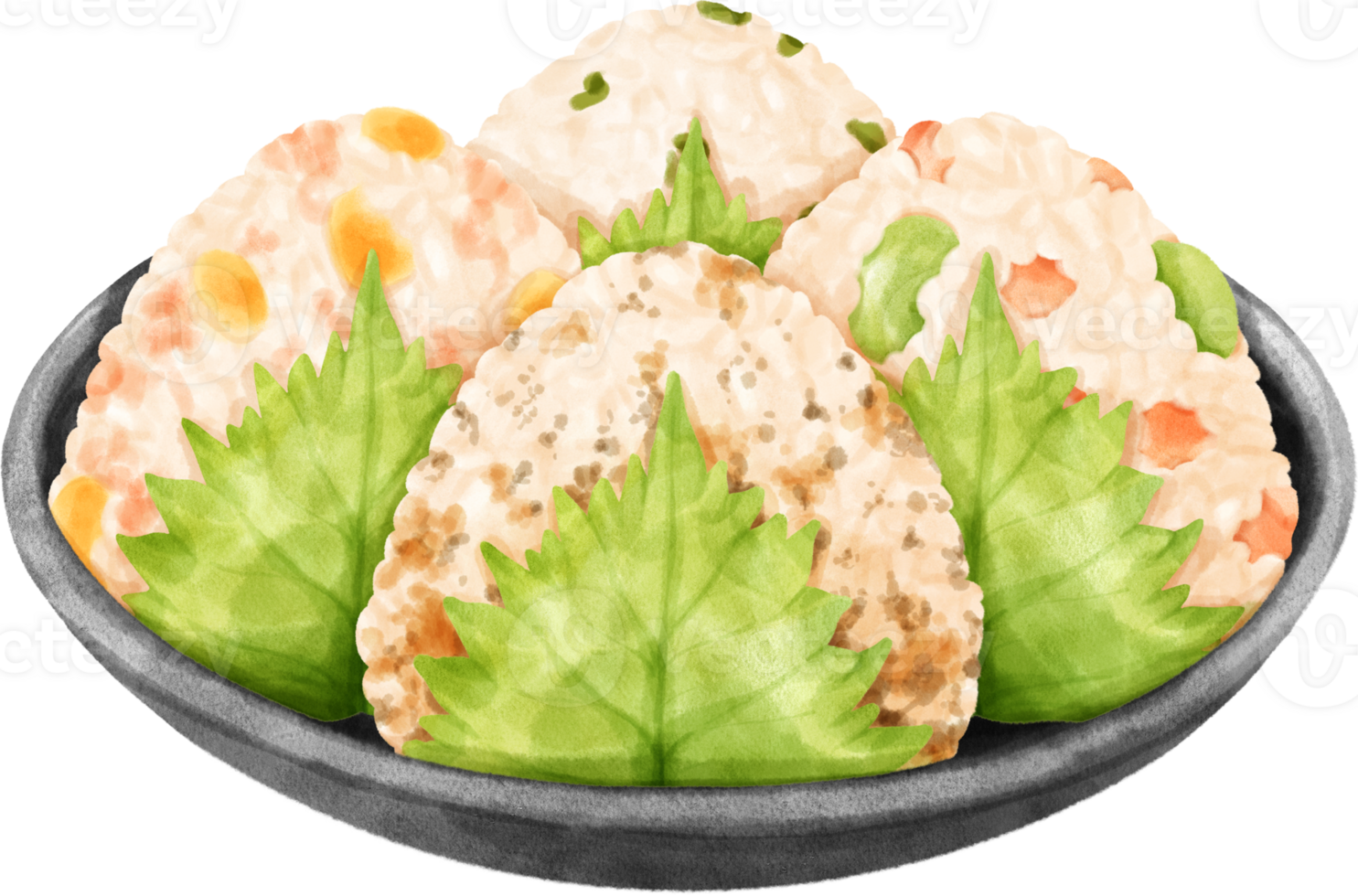 Watercolor Onigiri Rice Balls png