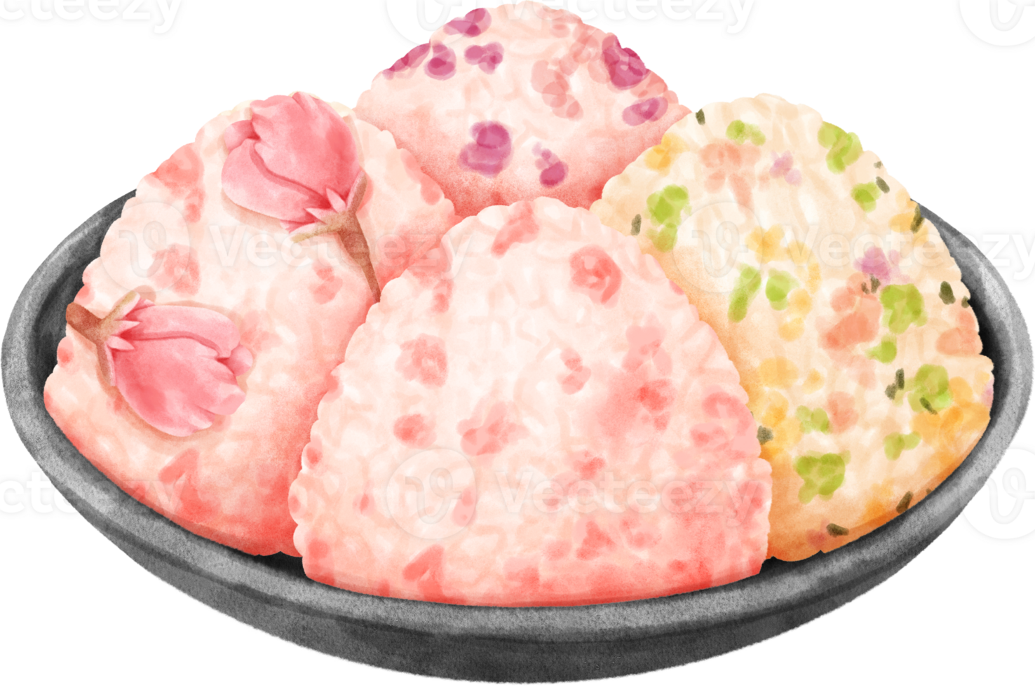 Watercolor Japanese Food Rice Balls 34468444 PNG