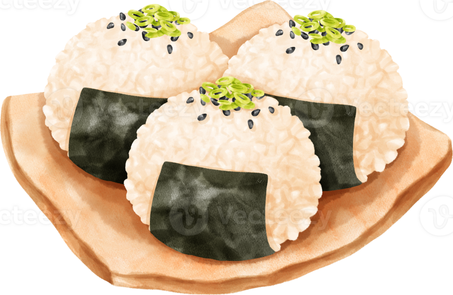 Onigiri Rice Balls Watercolor illustration png