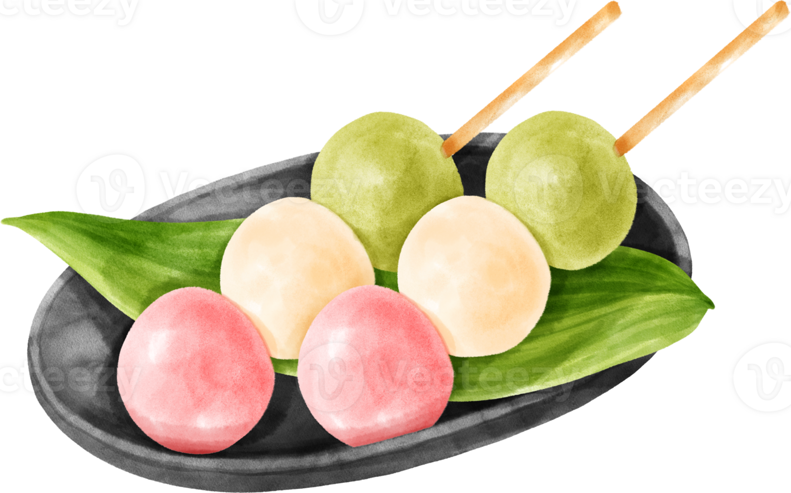 Watercolor Japanese Sweets Dango png