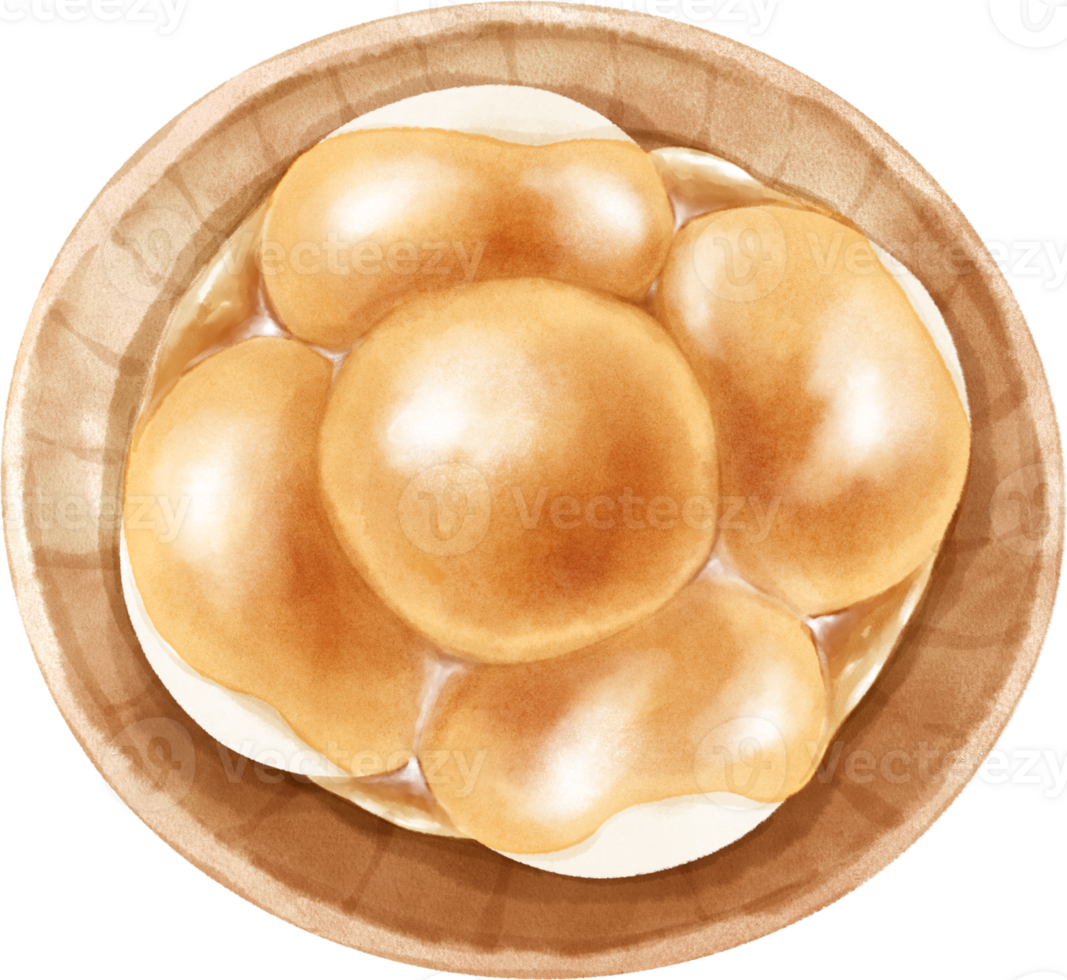 aguarela japonês sobremesa shiratama dango png