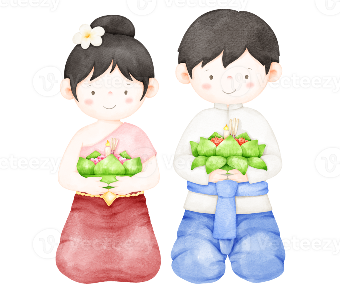 cute couple loy krathong png