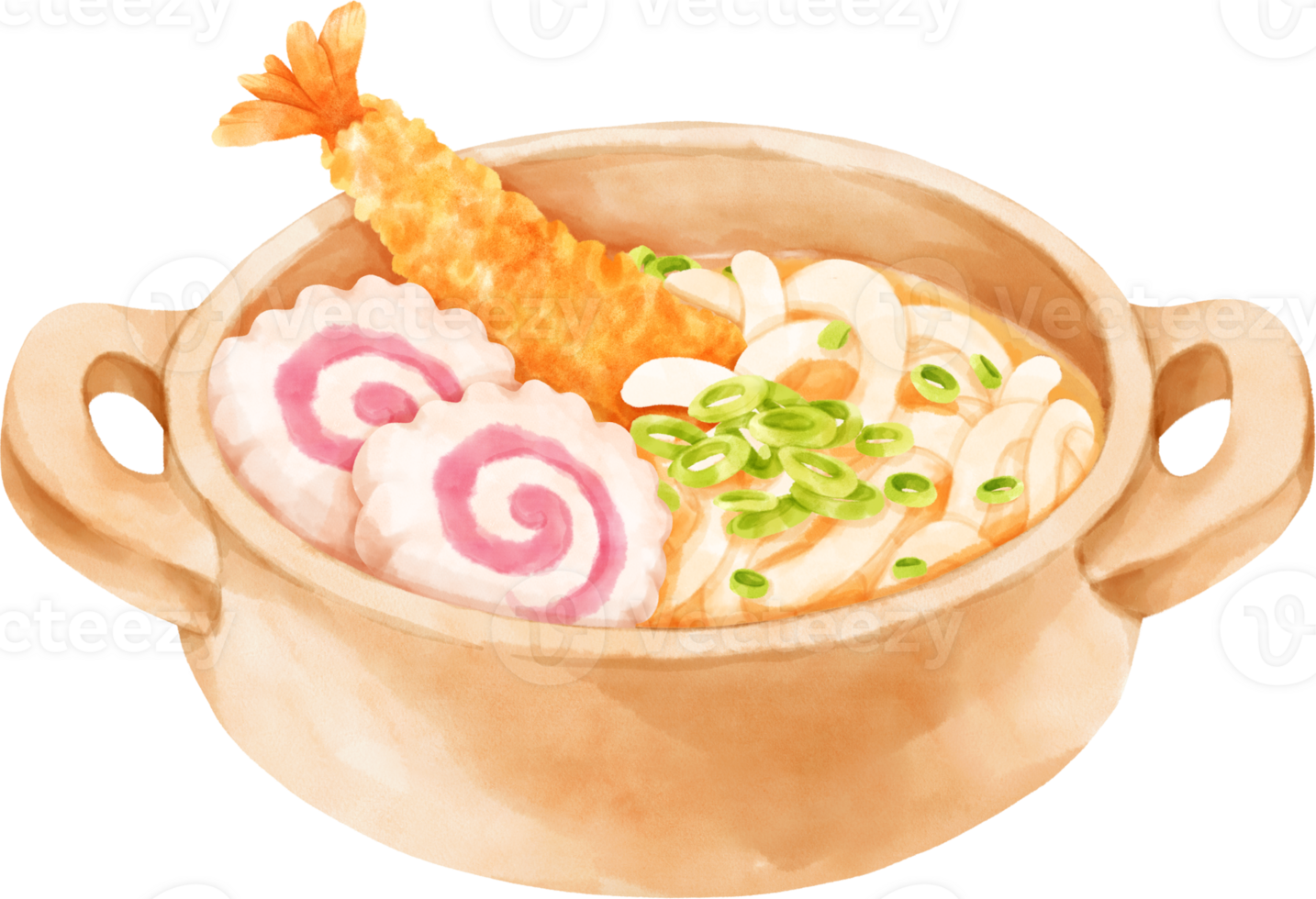 Watercolor Cute Japanese Food Udon png