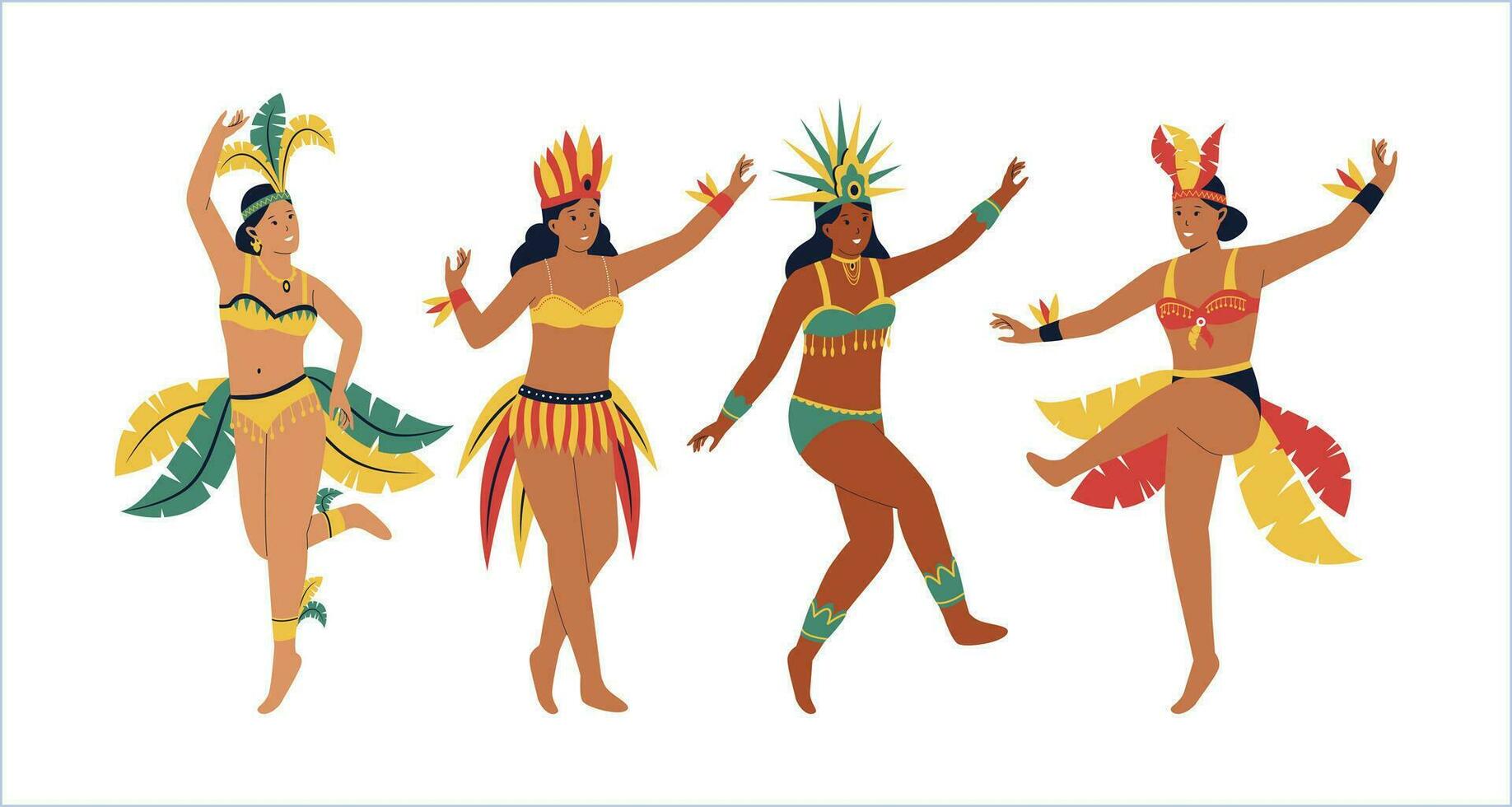 Set collection of female Brazilian samba dancers vector