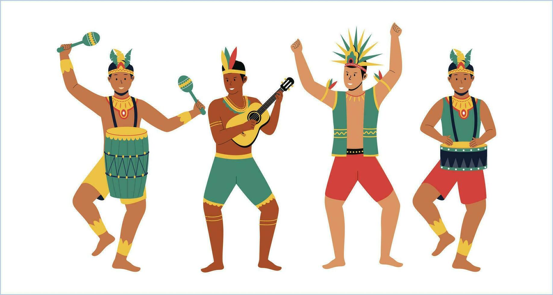 Set collection of male Brazilian samba dancers vector