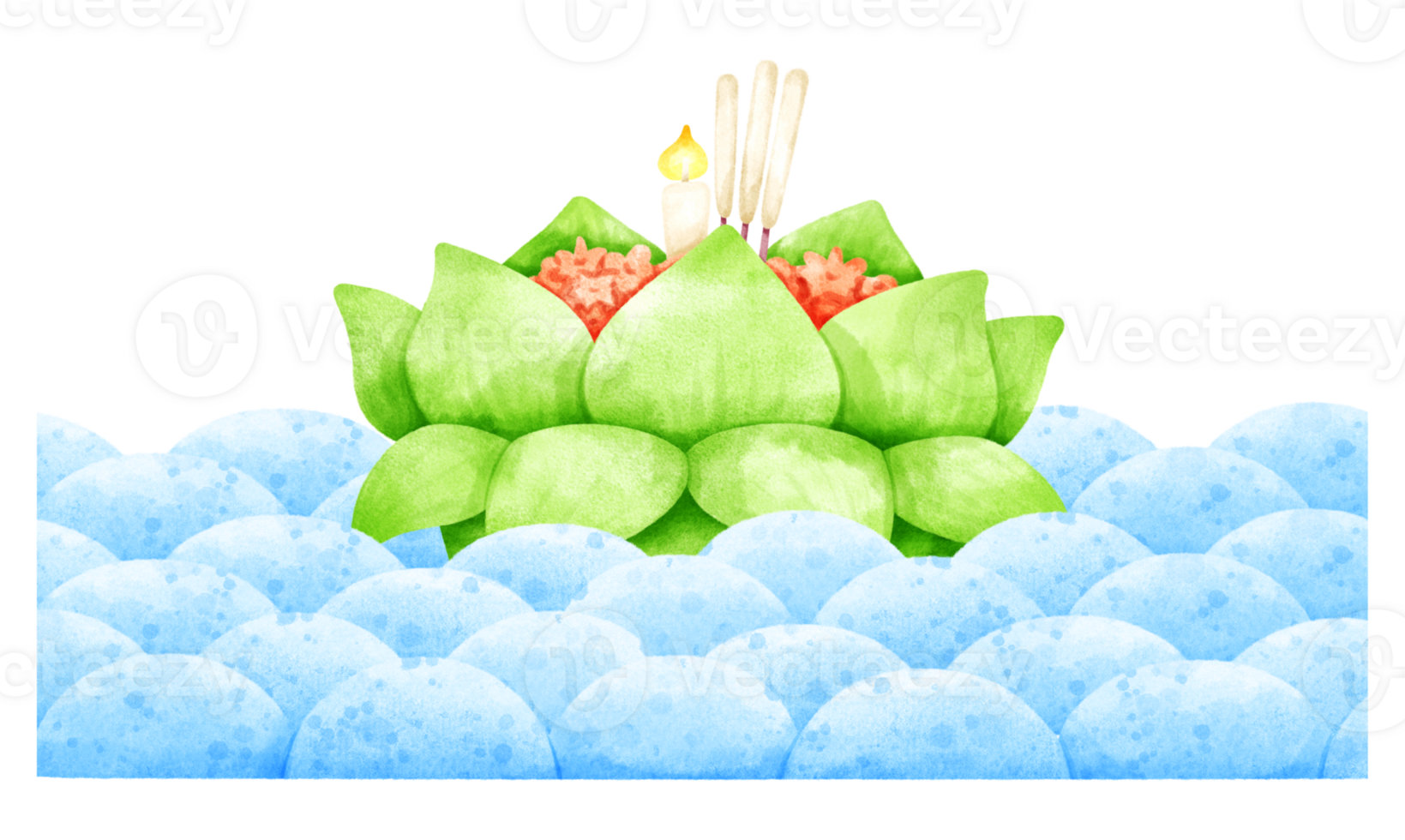 floating krathong watercolor png