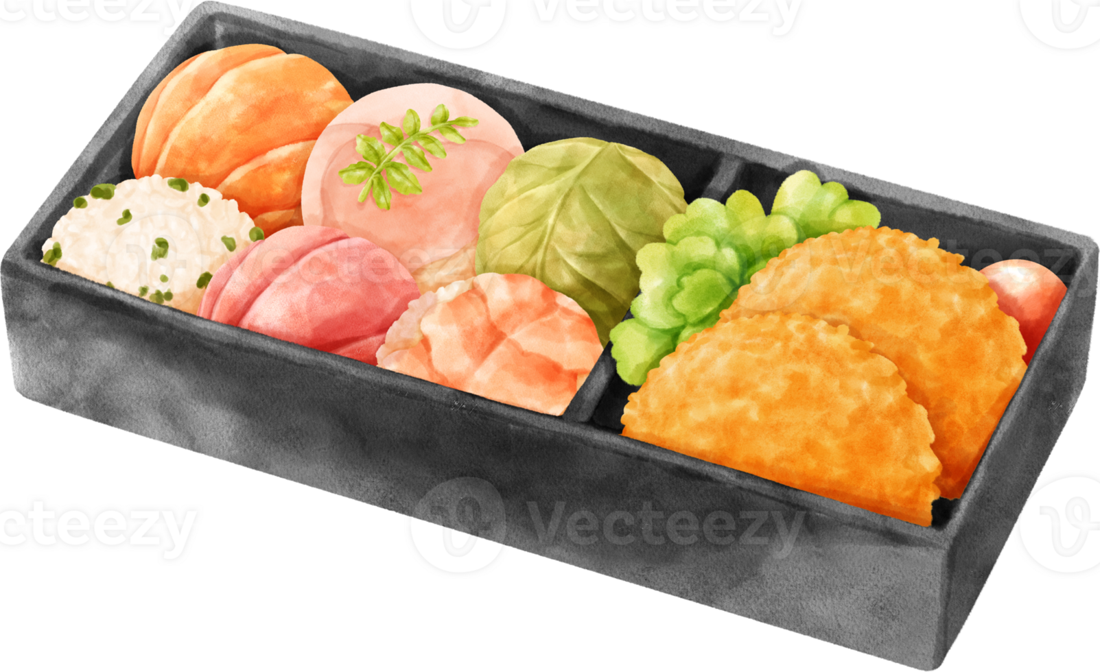 Watercolor Japanese Bento png