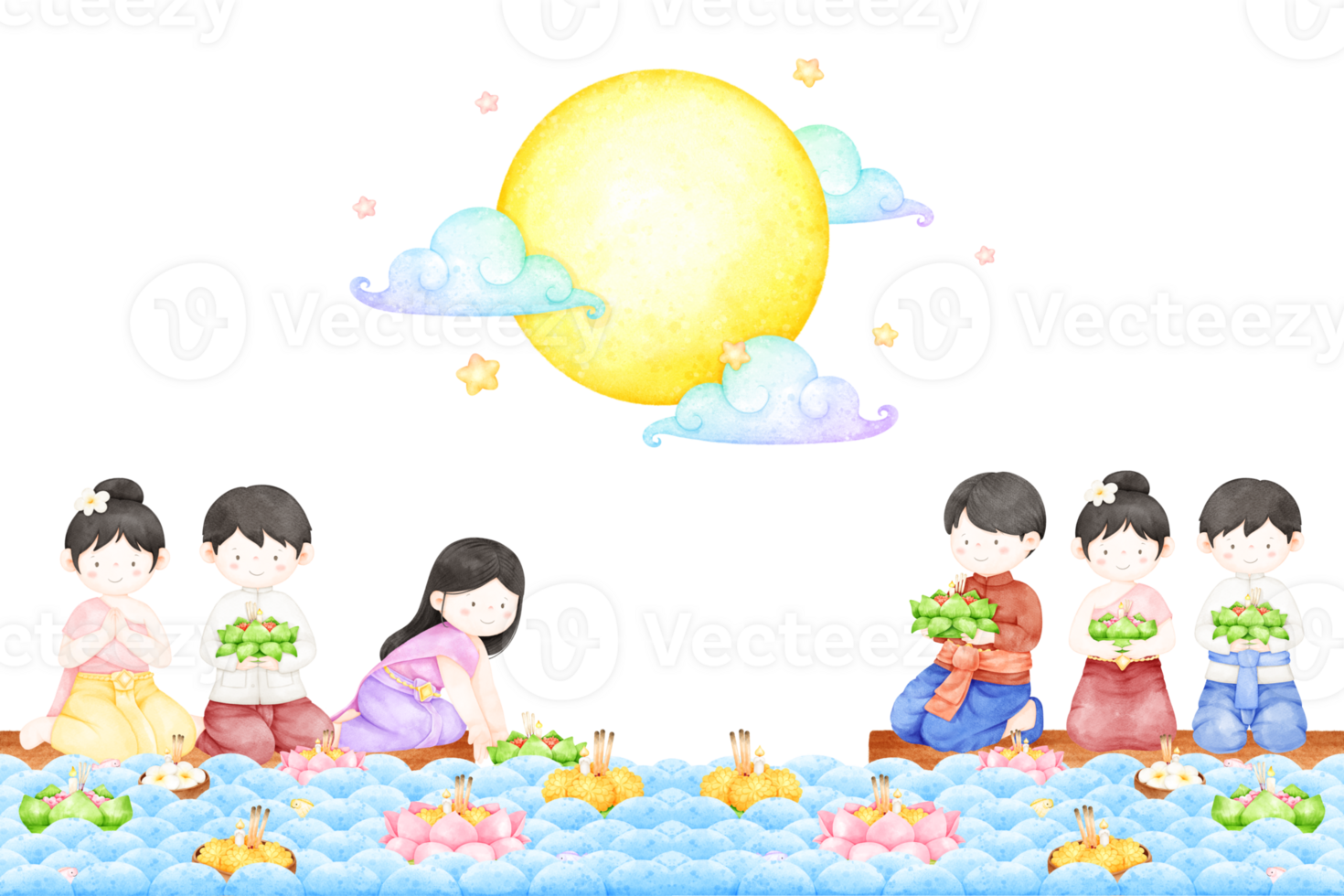 loy krathong festival watercolor png