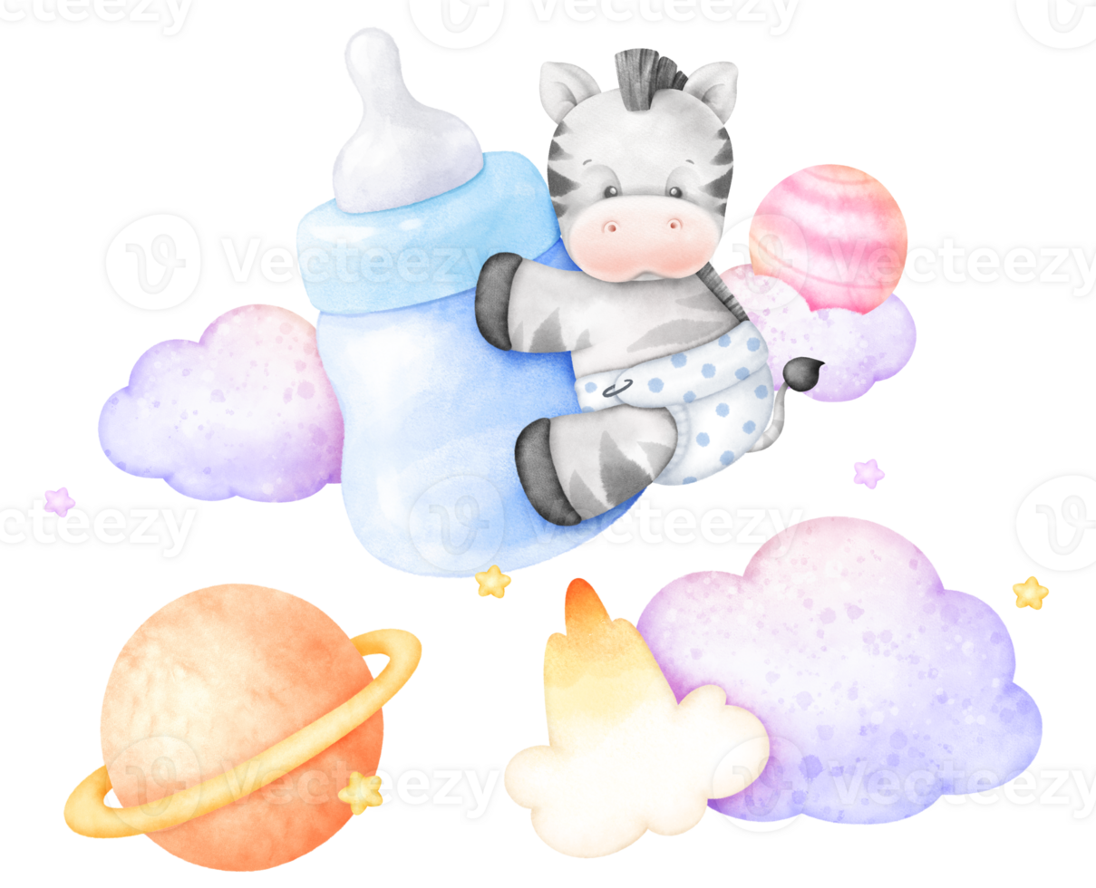 Baby Animal Outer Space. Zebra png